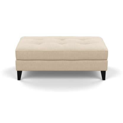 An Image of Heal's Mistral Footstool Brushed Cotton Cobalt Black Feet