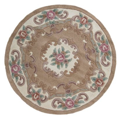 36fa4c4766a06842d53f9dad68df0dfd383b118ed81cdee3537556a308655e10.jpg An Image of Lotus Premium Aubusson Circle Rug Blue