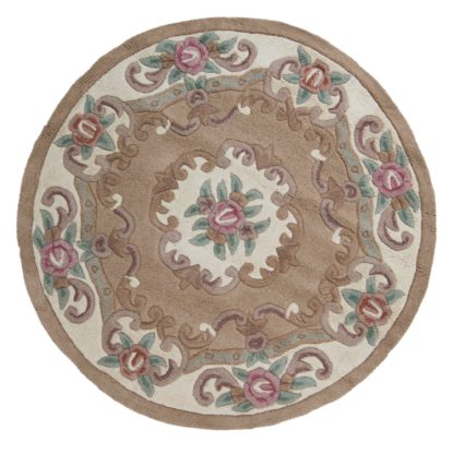 An Image of Lotus Premium Aubusson Circle Rug Blue