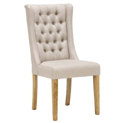 An Image of Kipling Fabric Dining Chair, Cream and Oak