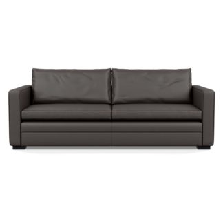 An Image of Heal's Palermo 4 Seater Sofa Leather Hide Grey 7177 Black Feet