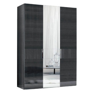 An Image of Borgia 3 Door Wardrobe, Grey High Gloss