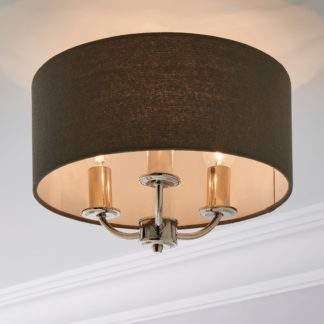 An Image of Preston Nickel Charcoal Flush Ceiling Fitting Charcoal (Grey)