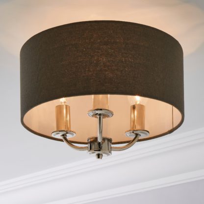 39ef4c318fb88ac1f0c0441630a4ee40ddd905033f211e22b21cb23a3fbaa98b.jpg An Image of Preston Nickel Charcoal Flush Ceiling Fitting Charcoal (Grey)