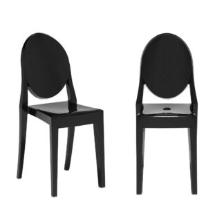 An Image of Pair of Kartell Victoria Ghost Dining Chairs, Black