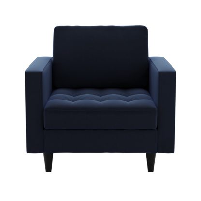 3c3affe20ed4e4ff0a2b1a38c0d99ea7ac98cbacca5b04d25a9e8e71c150ee50.jpg An Image of Zoe Velvet Armchair Luxe Navy