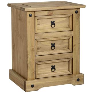 An Image of Premiere Corona 3 Drawer Bedside Chest Brown