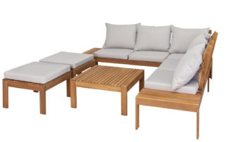An Image of Argos Home 6 Seater Wooden Corner Sofa Set