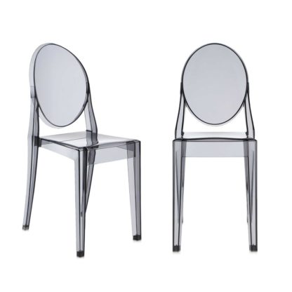 An Image of Pair of Kartell Victoria Ghost Dining Chairs, Black