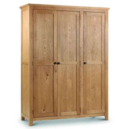 3fcebd948b92b7579fc87530774019cbcf5a9da445e7bcf52ad76a3a09c6b5dc.jpg An Image of Porsha Three Doors Wooden Wardrobe In Waxed Oak Finish