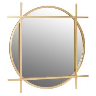 An Image of Circle Square Wall Mirror, Gold
