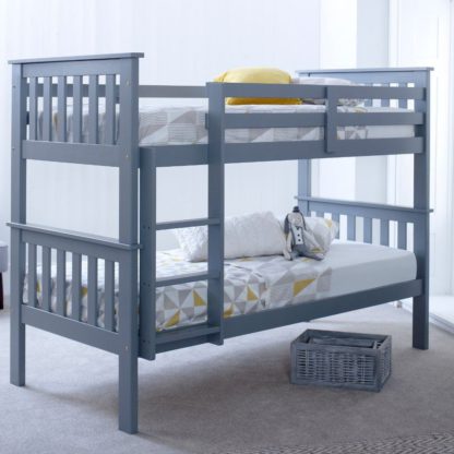 An Image of Atlantis Grey Wooden Bunk Bed Frame - 3ft Single