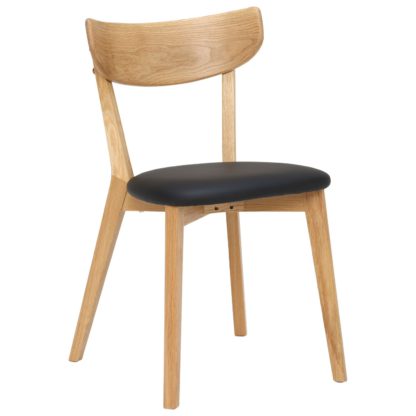 An Image of Lund Solid Oak Dining Chair, Black and Oak