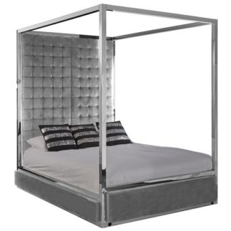 An Image of Markeb Fabric King Size Bed In Grey Velvet