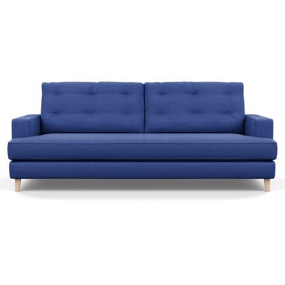 An Image of Heal's Mistral 4 Seater Sofa Brushed Cotton Cobalt Black Feet