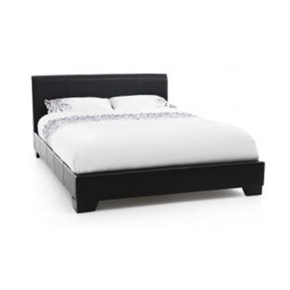 An Image of Parma Faux Leather Small Double Bed In Black