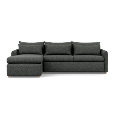 An Image of Heal's Pillow Large Left Hand Corner Chaise Brecon Charcoal Black Feet