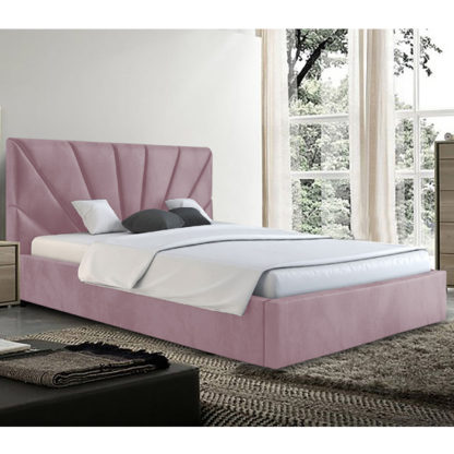 An Image of Hixson Plush Velvet Double Bed In Pink