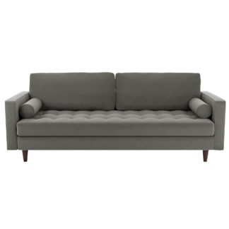 An Image of Zoe Velvet 4 Seater Sofa Grey