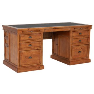 An Image of Villiers Reclaimed Wood Double Pedestal Desk