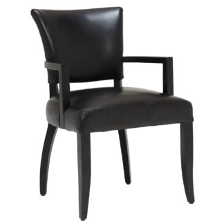 An Image of Timothy Oulton Mimi Dining Chair With Arms, Old Saddle Black Leather