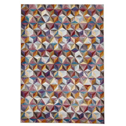 An Image of 16th Avenue 36A MultiColoured Rug Grey, Blue, Green and Brown