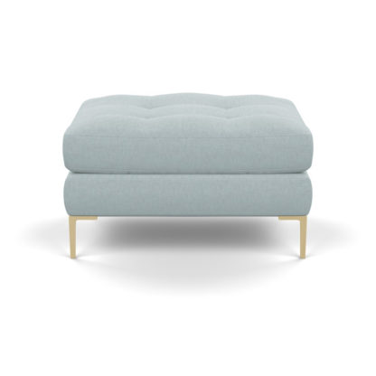 An Image of Heal's Eton Footstool Brushed Cotton Cadet Black Feet