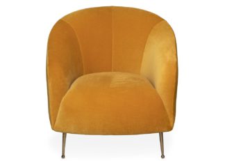 An Image of Heal's Bloomsbury Chair Brushed Cotton Cadet Brass Feet