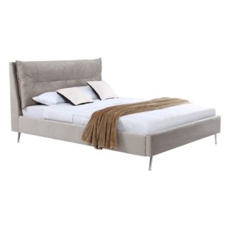 An Image of Avery Velvet Upholstered Double Bed In Subtle Mink