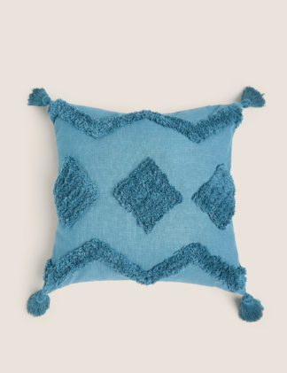 An Image of M&S Pure Cotton Zig Zag Tufted Cushion