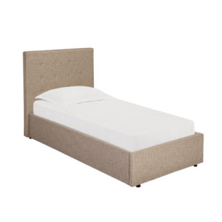 An Image of Lucca Linen Fabric Single Bed In Beige