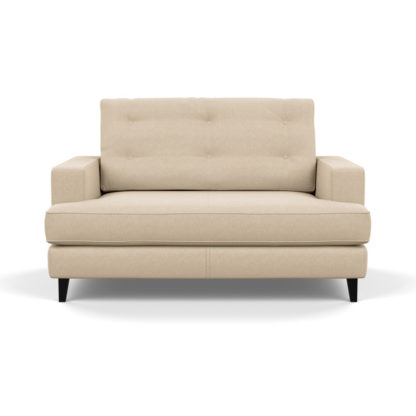 An Image of Heal's Mistral Loveseat Brushed Cotton Cobalt Black Feet