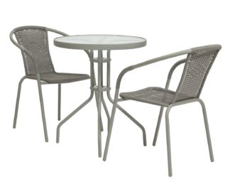 An Image of Argos Home 2 Seater Rattan Effect Balcony Set - Grey