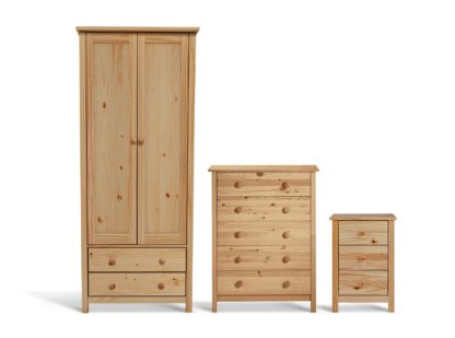 An Image of Argos Home Scandinavia 3 Piece 2 Door Wardrobe Set - Pine