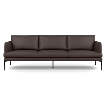 An Image of Heal's Matera 4 Seater Sofa Leather Grain Chocolate 066 Black Feet