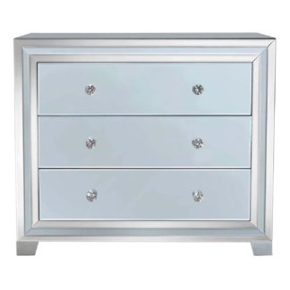 An Image of Quartz 3 Drawer Chest, Grey Glass and Mirror