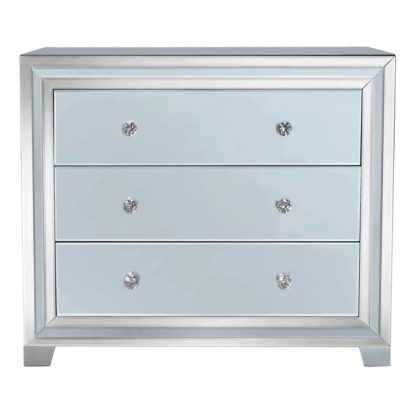 An Image of Quartz 3 Drawer Chest, Grey Glass and Mirror