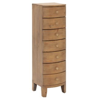 An Image of Lewes Reclaimed Wood 7 Drawer Tallboy, Wheat
