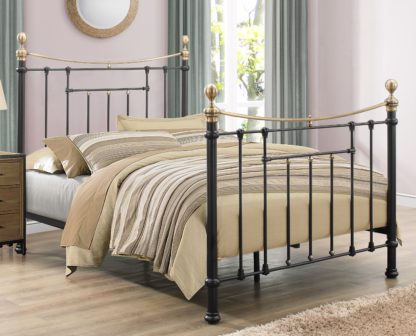 An Image of Bronte Black Metal Bed Frame - 4ft6 Double