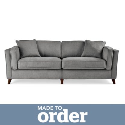 An Image of Arabella 4 Seater Sofa Brushed Plain Fabric Blue