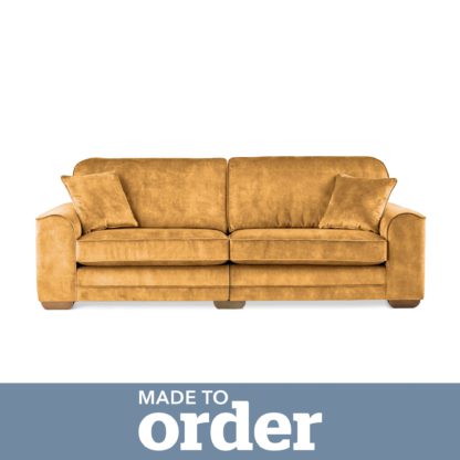 An Image of Morello 4 Seater Sofa Slub Velvet Green
