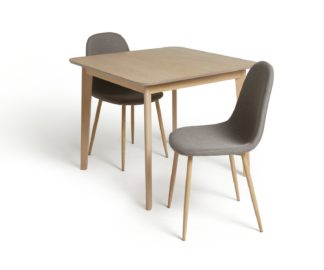 An Image of Habitat Skandi Oak Table and 2 Beni Fabric Chairs