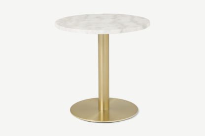 An Image of Corby Side Table, White Marble & Brushed Brass