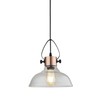An Image of Lorne 1 Light Glass Pendant Light- Antique Copper and Black