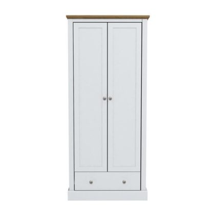 An Image of Devon Wooden Wardrobe In White With 2 Doors