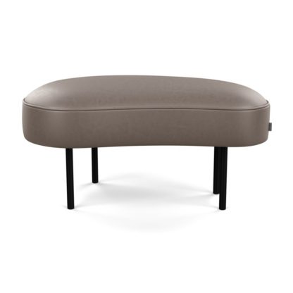 An Image of Heal's Isola Small Ottoman Daino leather Elephant Grey Black Feet