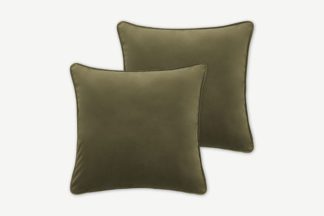 An Image of Julius Set of 2 Velvet Cushions, 59 x 59cm, Pistachio Green