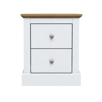 An Image of Devon Wooden Bedside Cabinet In White With 2 Drawers