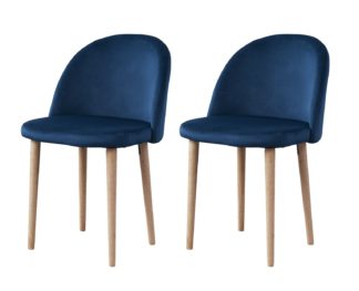 An Image of Habitat Imogen Pair of Fabric Dining Chairs - Navy
