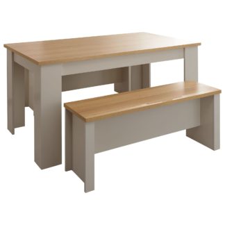 An Image of Lancaster 150cm Dining Table and Bench Set Grey and Brown